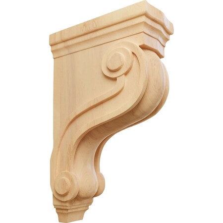 Ekena Millwork 3 7/8"W x 8"D x 13"H Boston Traditional Scroll Corbel, Red Oak COR03X08X13TSRO